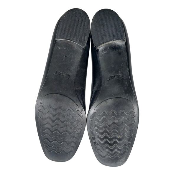 ROCKPORT! BLACK GENUINE LEATHER DIMPLY ELEGANT LOW HEEL PUMPS, HEELS! SZ 9.5M - Picture 9 of 10